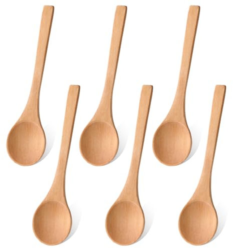 6 cucchiai da miele in legno, piccoli cucchiai in legno per mescolare e servire condimenti, caffè, tè e zucchero