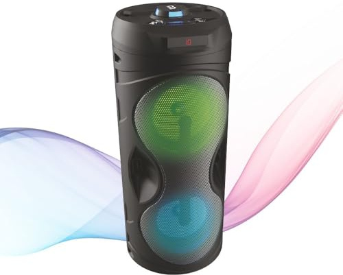 Bijoux - Cassa Audio Bluetooth Portatile con Microfono Incluso, PartySpeaker 100W, Effetti Luce LED, Compatibile con USB, Micro SD, AUX e Radio FM, Speaker per Feste, Karaoke, Musica e Allenamenti