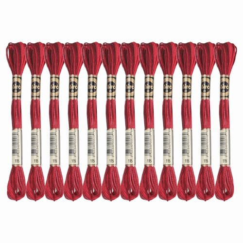 PATIKIL 12 Madejas De Hilo Para Bordar, Hilos De Bordado De Poliéster Para Pulseras De Hilo Para Bordado A Mano Y Punto De Cruz, Rojo Oscuro