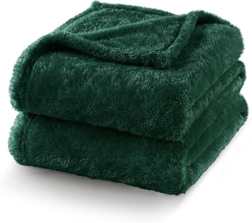 Exclusivo Mezcla Kuscheldecke Decke, Superweich, Flauschig und Plüsch Fleecedecke Sofadecke Wohndecke für Ganzjahreszeit, 220 x 240 cm, Dunkelgrün