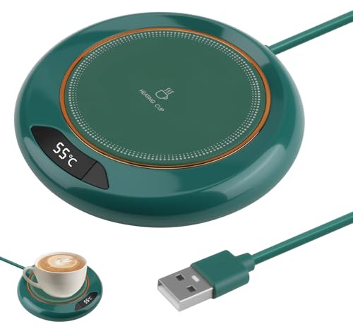 OddMart Coffee Mug Warmer for Desk with 3 Temperature Setting & LED Display | Smart Cup Warmer 45-75°C Portable USB Beverage with 8h Auto Shut-Off Smart Touch for Home Office Coffee Tea Milk, Green