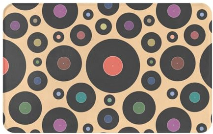 Tappeto da Bagno Music Dj Vinyl Retro Disk Phonograph Record Acoustic Album Sound Cucina Tappeto Assorbente Lavabile Zerbino da Interni, per Doccia, Ingresso, Soggiorno, 40x60cm