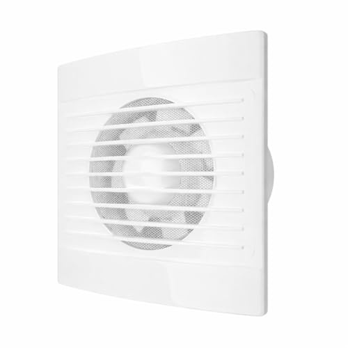 RASMACOR Aspiratore Aria 100 mm EXT-001 | 15W A+ Ultra silenzioso (36 dB) | Portata 180 m³/h | Extra piatto | Valvola di non ritorno & Griglia anti-insetti | Bagno, parete e soffitto