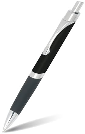 Online stylo bille Sporty Noir, aluminium, rétractable, recharge internationale de grande capacité, indélébile, écriture bleue, clip métallique