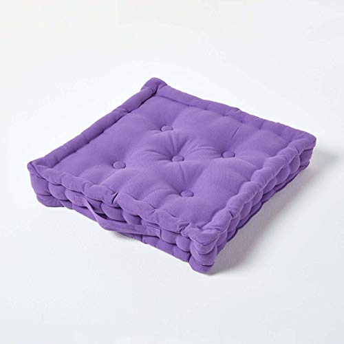 HOMESCAPES Coussin de Chaise de Couleur Violet Fait en 100% Coton de 50x50 cm pour Chaise de Salon et Chaise de Jardin