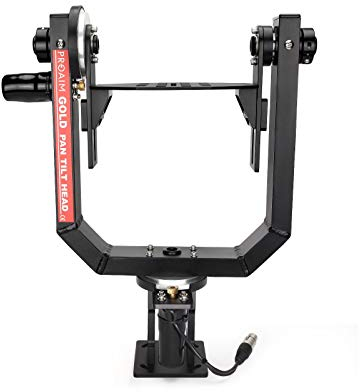 PROAIM™ Gold Camera Pan Tilt Head with 12V Joystick Control (PT-GOLD) | Motorized Pan Tilt Head for Jib Crane Tripod DV Video DSLR