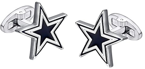 Yoursfs Blue Five Star Cufflinks for Men Stainless Steel Classic Wedding Engagement Cuff Links