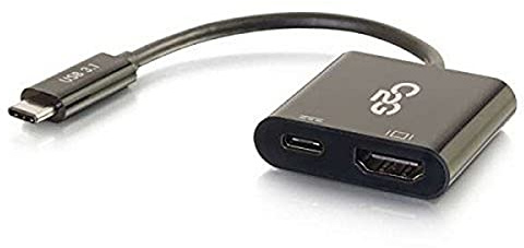 C2G 29531 USB-C to 4K UHD HDMI Audio/Video Adapter Converter with Power Delivery, Black