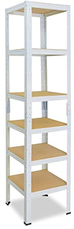 shelfplaza® 230x30x30cm HOME Schwerlastregal weiß/Metallregal mit 6 Böden/Kellerregal Metall, Garagenregal, Werkstattregal oder Regal Lagerregal/Steckregal Metall mit 145kg Tragkraft