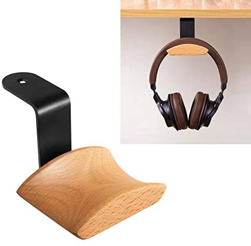 Headset Halterung mit 6cm Breiter Kopfstütze aus Buche,Kopfhörer Ständer mit 3M Klebeband und Schraube,Kopfhörer Halter für Over Ear und Gaming