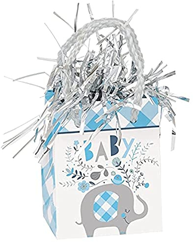 Blue Floral Elephant Mini Gift Bag Balloon Weight (6cm x 13cm) - Charming Design to Keep Party Anchored in Style - Perfect for Baby Showers, Birthdays, & Celebrations - 1 Pc
