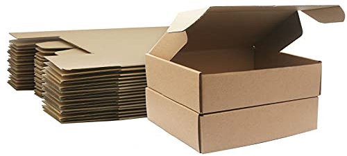 Korrugerade kartonglådor, 21 × 10 × 5 cm Royal Mail små paket PiP postlådor, långa smala bruna förpackningslådor för företag, postning, lagring eller gåva (paket med 25)