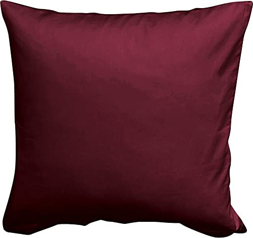 Erwin Müller Kuschelkissenbezug, Kissenhülle Mako-Satin Landshut, 100% Baumwolle - seidiger Glanz, mit praktischem Reißverschluss, temperaturausgleichend - weinrot Größe 40x40 cm