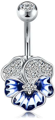 Funseedrr 1pc Piercing Ombligo Vientre Aro Acero Quirúrgico Barra de Ombligo Corazón Flor Vientre Piercing Joyas