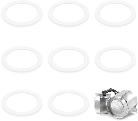 8 Anelli di Tenuta per Caffettiere - Guarnizioni in Silicone Compatibili con Moka Express, Dama, Bialetti, Espresso - Resistenti al Calore e alla Muffa (Formato 6 Tazze)