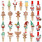 50pcs Mini Pinces à Linge Noël Clips Photo en Bois de Noël Pinces Décoratives Noël avec 5pcs Corde Décoration pour Mur Photo Noël Sapin de Noël