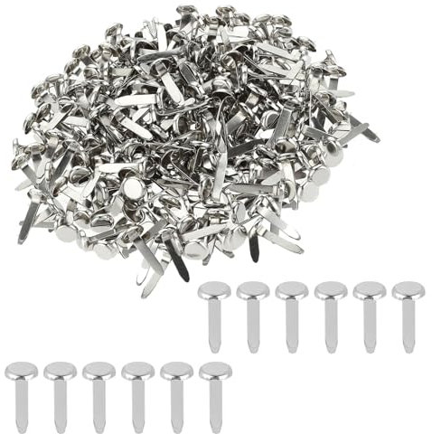 ANYUANKW 300 Stück Mini Brads Musterklammern Metall Silber Brads Rundkopfklammern Verwendet für Scrapbooking Basteln DIY Kunsthandwerk