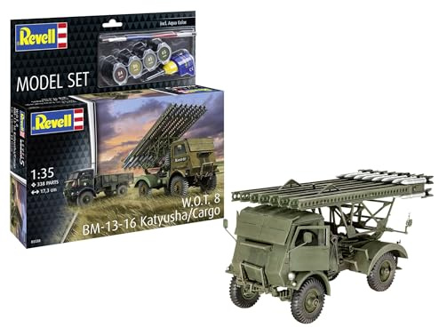 Revell Modellbyggsats BM-13-16 on WOT 8, brittiskt militärt fordon, Katyusha- & Cargoversion, detaljerat underställ, autentiska dekaler, gör-det-själv modellbygge för samlare och historieintresserade
