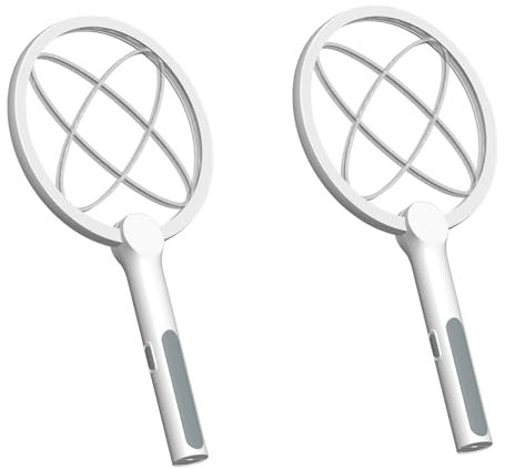 Bavmosek 4000V Elektrische Fliegenklatsche mit Ladestation, 2 in 1 USB mit Akku Aufladbar Elektro Mückenklatsche mit UV Lichtfalle Moskito Schwarz (Weiß 2 STK)