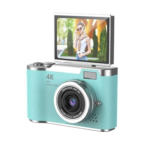 Generic 4K Digital Camera with 8X Zoom, Anti-Shake, Flip Screen, Portable Retro Design, Blue