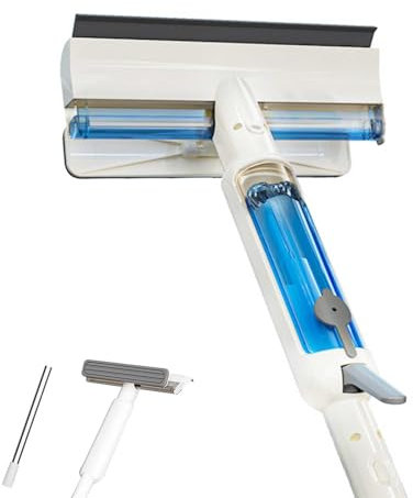 Tergivetro per la pulizia delle finestre con spray, strumento per la pulizia delle finestre retrattile con raccoglitore di acqua sporca, kit per il lavaggio di finestre interne ed esterne