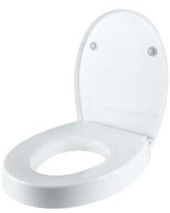 Toilet Seat Elevators, 3Inch(7.5cm) Duroplast Raised Toilet Seat for Elderly, Disabled and Post Surgery Recovery, Includes Soft-Close Mechanism, Maximum Load 250kg, Round Raised Toilet seat,White