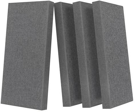 4 Pcs Acoustic Panel 23.6x11.8 Soundproof Fiberglass Panel,CharcoalGrey