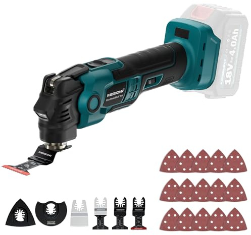 KIESBOHR Multifunktionswerkzeug Kompatibel mit Makita 18V Akkus, Bürstenloser DIY Oszillationswerkzeug mit Dämpfungssystem, 3.6° Oszillationswinkel, 6000-20000 U/min (ohne Akku)