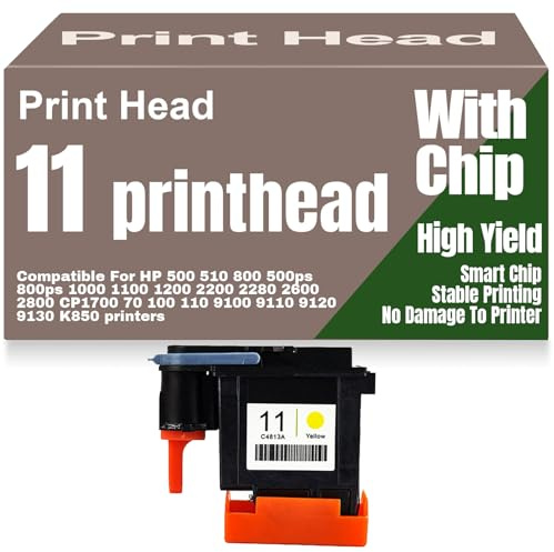 para HP Cabezal de impresión 11 Negro Amarillo Cian Magenta C4810A C4811A C4812A C4813A para HP DesignJet 500 510 800 500ps 800ps 1000 1100 1200 2200 2600 2800 70 100 110,11 Printhead-Yellow