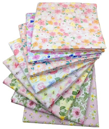 LetCart 8 Stück Baumwollstoff Stoffe zum Nähen 50 x 50 cm Multi-Muster Stoff Baumwolle Patchwork Stoffe Paket, Bunte Stoffe zum Nähen für DIY Projekte Quilten Basteln und Dekoration (Rosa)