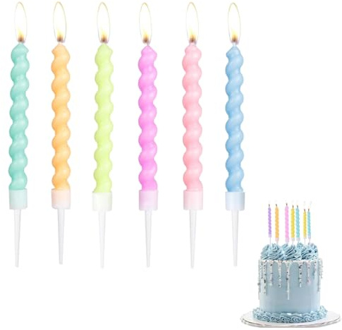 LiJuanWang Vela de Cumpleaños,12 Piezas Velas de Pastel de Color,Velas Cumpleaños Espiral en Espiral,Decoraciones para Fiestas Infantiles,para Cumpleaños,Bodas,Fiesta,para Fiestas Memorables