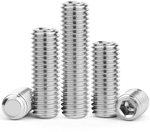 JIADEXIN M6 x (8-40mm) Vis Sans Tête à Métaux - Vis À Filetage À Tête Plate Hexagonale Argent 201 Acier Inoxydable, M6 x 25mm (20 Pièces)