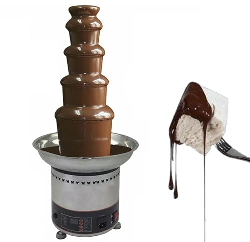 4/5/6 nivåer chokladfontän, stora fondue-set for choklad elektrisk chokladfontänmaskin, chokladsmältningsmaskin for fest, bröllop och födelsedag(5Tiers)