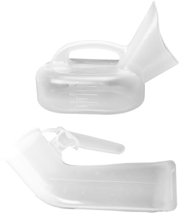 LOLIPPYY Lot de 2 Bouteilles à Urine Portables 1500 Ml en Plastique Solide Transparent Graduation, Urinoirs pour Hommes et Femmes Adaptés aux Personnes Âgées Voyage, Pot D'urine Pratique