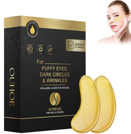 20 almohadillas para los ojos, almohadillas para los ojos contra las ojeras, máscara de ácido hialurónico, almohadillas de colágeno contra ojeras, bolsas de los ojos, arrugas, círculos oscuros y