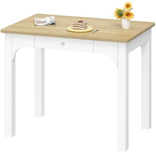 Hzuaneri Table À Manger Aspect Bois, 50 x 80 x 75 cm, Blanc