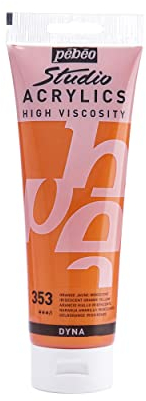 Pébéo - Acrylic Fine Studio Acrylics - Acrylfarbe für Künstler - Farbe für Profis und Anfänger - Leuchtende und pigmentierte Farbe - Orange Gelb Iridescent - 250 ml