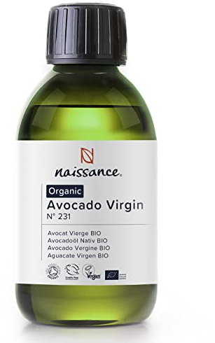 Naissance Organic Avocado Oil (no. 231) - 225ml - Natural Moisturiser - for Skin, Face, Nails, Body, Hair Growth, Nails, Soap Making