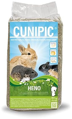 CUNIPIC Heno Prensado Premium Rico en Fibra para Conejos y Roedores 1 kg | Rico en fibra, Para pequeños mamíferos, Cuidado dental, Salud digestiva, Alta palatabilidad, Ingredientes naturales