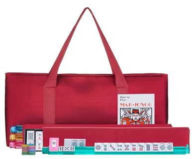 C&H Solutions American Mah Jongg Complete Set, 166 Tiles with All in one Combo Rack with Soft Bag