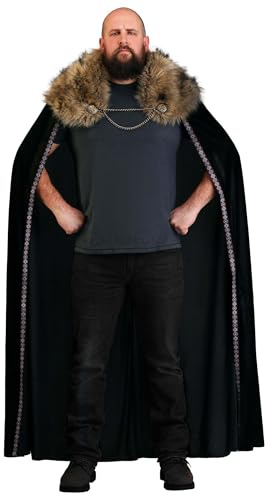 Black Faux Fur Collar Men's Viking Cape Standard