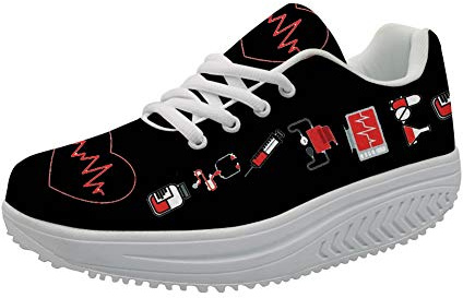 Showudesigns Infirmier Basket Femme Compensee Talon 5cm Chaussure de Sport Plateforme Sneakers infirmière Minceur Chaussures Running Taille 40 EU