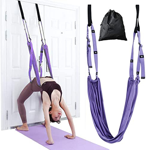 Correa de estiramiento de yoga, altura ajustable, estirador de piernas, cintura trasera, banda elástica para yoga aéreo, ejercicios de inversión antigravedad, flexibilidad de puerta, entrenador de