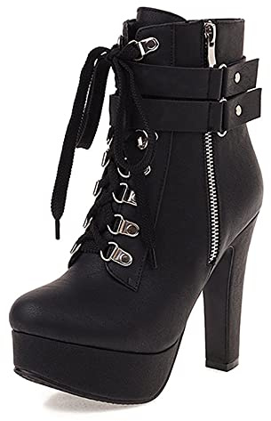 Smilice Stivaletti da donna con tacco alto e plateau con borchie, nero 1, 46 EU