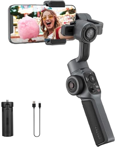 ZHIYUN Smooth 5 [Official] Stabilisator Smartphone 3-Achsen mit Stativ, Gimbal für iPhone und Android, Handy Stabilisator für FilmIC Pro, Vlog, YouTube/TikTok-Videos