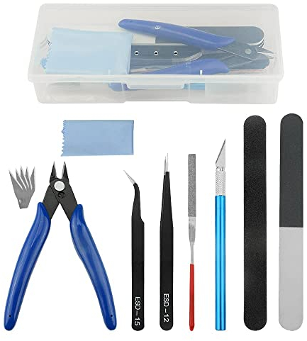 BGTXINGI 9Pcs Modellierwerkzeug-Set Gundam Modell-Werkzeug-Set mit Kunststoffbox für Modellbau, Auto, Hobby, Modellbau, Reparatur und Befestigung