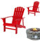 LJHU Strandstuhl Klappbar 2er-Set Adirondack-Stuhl Aus Holz, Robuster, Ergonomischer Liegestuhl für Die Terrasse, Poolmöbel für Gartenpartys Auf Dem Rasen, Einfach zu Montieren (Color : Red)