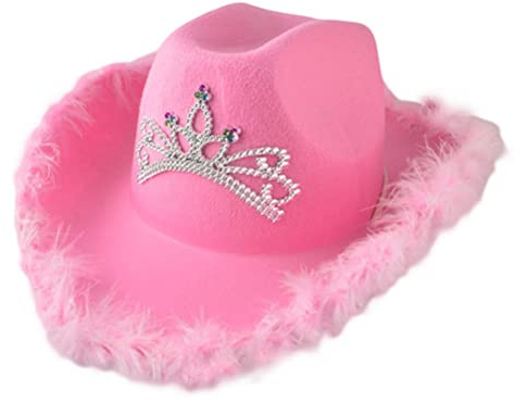 HUSHUI Cowboyhut Damen, Cowboyhut aus Filz mit Kordelzug am Hals, Cowgirlhut, lustige Neuheit, Partykostüm, Hut, Kostümzubehör