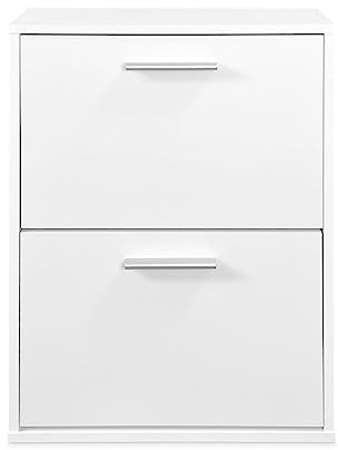 Homey - Zapatero con 2 Puertas, Mueble para Zapatos Estrecho, Modelo Alais, Acabado en Color Blanco, Medidas: 73 cm (Alto) x 54 cm (Ancho) x 18 cm (Fondo) Práctico y Funcional