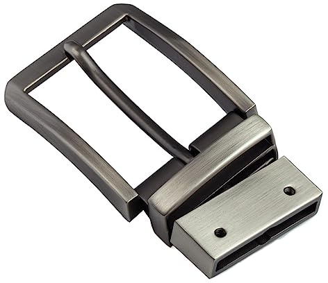 DJCAIZYY 1 3/8 (35mm-34mm) Men's Belt Buckle Replacement Reversible Classic Business Belt Buckle Grey Brushed
